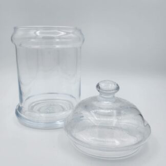Skleněná cukřenka, v 18 cm Ø 11 cm